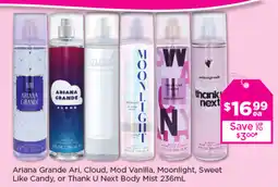 Good Price Pharmacy Ariana Grande Ari Cloud Mod Vanilla Moonlight Sweet Like Candy or Thank U Next Body Mist offer