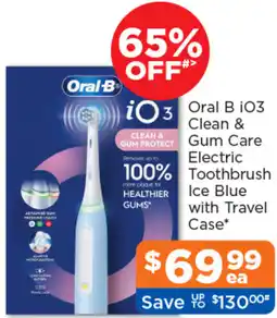Good Price Pharmacy Oral B iO3 Clean & Gum Care Electric Toothbrush Ice Blue with Travel Case offer