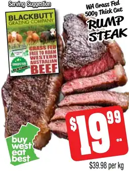 Farmer Jack's Wa grass fed thick cut rump steak offer