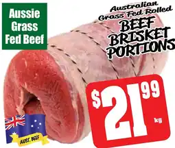 Farmer Jack's Australian grass fed rolled beef brisket portions offer