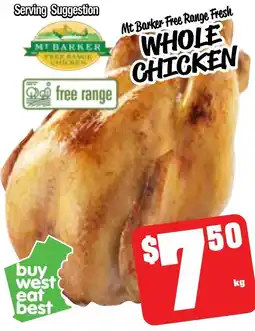 Farmer Jack's Mt barker free range fresh whole chicken offer
