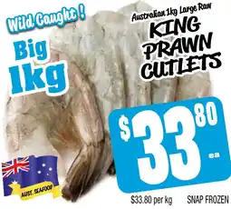 Farmer Jack's Australian large raw king prawn cutlets offer