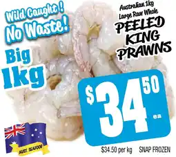 Farmer Jack's Australian large raw whole peeled king prawns offer