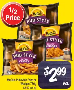 Farmer Jack's McCain Pub Style Fries or Wedges offer