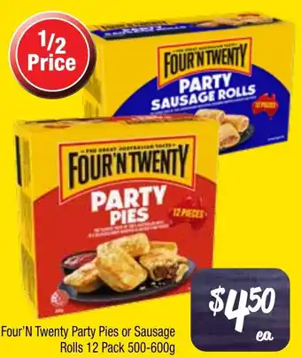 Farmer Jack's Four N Twenty Party Pies or Sausage Rolls offer