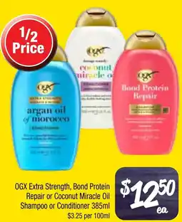 Farmer Jack's OGX Extra Strength Bond Protein Repair or Coconut Miracle Oil Shampoo or Conditioner offer
