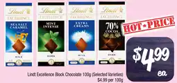 Farmer Jack's Lindt Excellence Block Chocolate offer