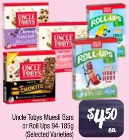 Farmer Jack's Uncle Tobys Muesli Bars or Roll Ups offer