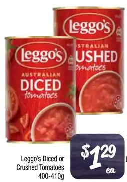 Farmer Jack's Leggos Diced or Crushed Tomatoes offer