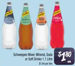 Farmer Jack's Schweppes Mixer Mineral Soda or Soft Drinks offer