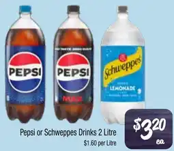 Farmer Jack's Pepsi or Schweppes Drinks offer