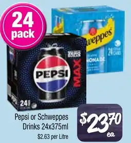 Farmer Jack's Pepsi or Schweppes Drinks offer