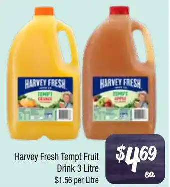 Farmer Jack's Harvey Fresh Tempt Fruit Drink offer