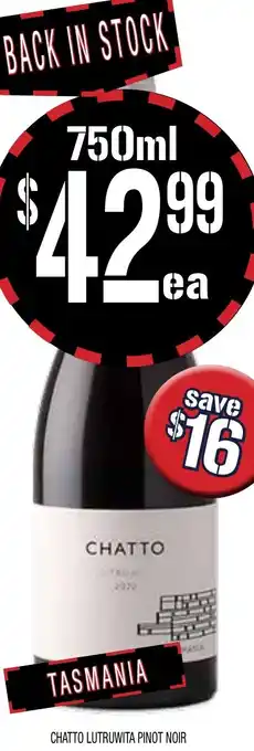 Farmer Jack's Chatto lutruwita pinot noir offer