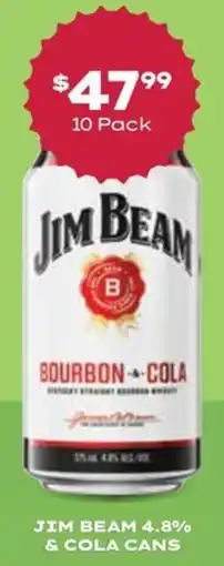 Thirsty Camel Jim beam 4.8% & cola cans offer