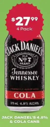 Thirsty Camel Jack daniels 4.8% & cola cans offer
