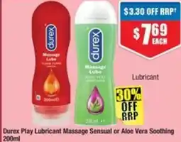 Chemist Warehouse Durex Play Lubricant Massage Sensual or Aloe Vera Soothing offer