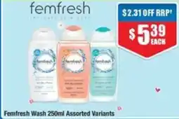 Chemist Warehouse Femfresh Wash Assorted Variants offer