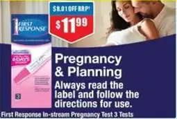 Chemist Warehouse First Response In-stream Pregnancy Test 3 Tests offer