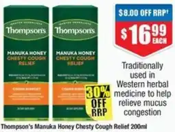 Chemist Warehouse Thompson's Manuka Honey Chesty Cough Relief offer
