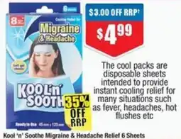 Chemist Warehouse Kool n Soothe Migraine & Headache Relief 6 Sheets offer