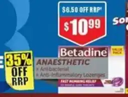 Chemist Warehouse Betadine Sore Throat Anaesthetic Berry 36 Lozenges offer