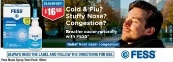 Chemist Warehouse Fess Nasal Spray Twin Pack offer