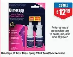 Chemist Warehouse Dimetapp 12 Hour Nasal Spray Twin Pack Exclusive offer