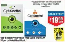 Chemist Warehouse Opti Soothe Preservative Free Eyelid Wipes 30 Wipes or Moist Heat Mask offer