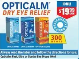 Chemist Warehouse Opticalm Fast Ultra or Soothe Eye Drops offer
