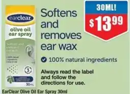 Chemist Warehouse EarClear Olive Oil Ear Spray offer