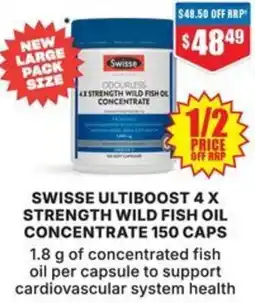 Chemist Warehouse Swisse ultiboost 4 x strength wild fish oil concentrate 150 caps offer