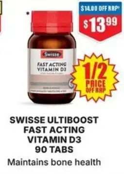 Chemist Warehouse Swisse ultiboost fast acting vitamin d3 90 tabs offer