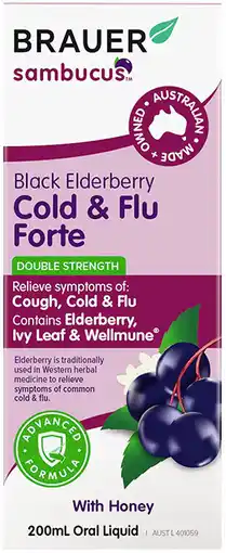 healthylife Brauer Sambucus Black Elderberry Cold & Flu Forte for Adults offer