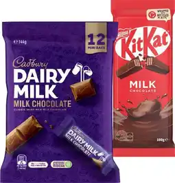 IGA Cadbury Share Pack 120‑180g or Nestlé Chocolate Block 118‑180g Selected Varieties offer