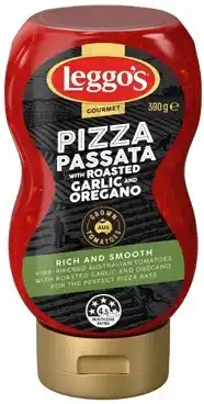 IGA Leggos Gourmet Pizza Passata Roasted Garlic & Oregano Squeeze Sauce offer