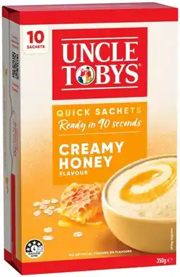 IGA Uncle Tobys Rolled Oats Quick Sachets Selected Varieties offer