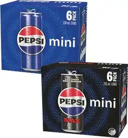 IGA Pepsi, Solo or Schweppes Mini Cans 6x250mL Selected Varieties offer