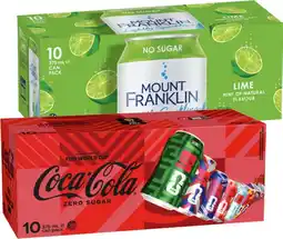 IGA Coca‑Cola, Sprite or Mount Franklin Lightly Sparkling Water 10x375mL Selected Varieties offer