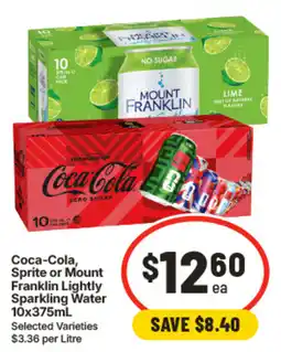 IGA Coca Cola Sprite or Mount Franklin Lightly Sparkling Water offer
