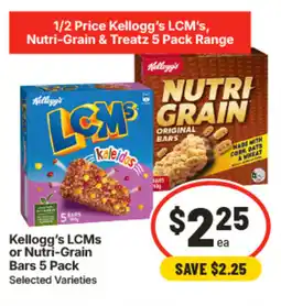IGA Kelloggs LCMs or Nutri Grain Bars offer