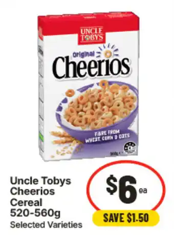 IGA Uncle Tobys Cheerios Cereal offer