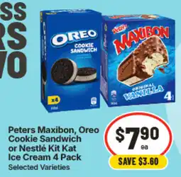 IGA Peters Maxibon Oreo Cookie Sandwich or Nestlé Kit Kat Ice Cream offer