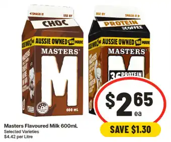 IGA Masters Flavoured Milk offer