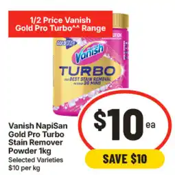 IGA Vanish NapiSan Gold Pro Turbo Stain Remover Powder offer