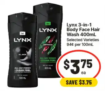 IGA Lynx 3 in 1 Body Face Hair Wash offer