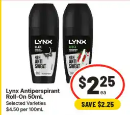 IGA Lynx Antiperspirant Roll‑On offer
