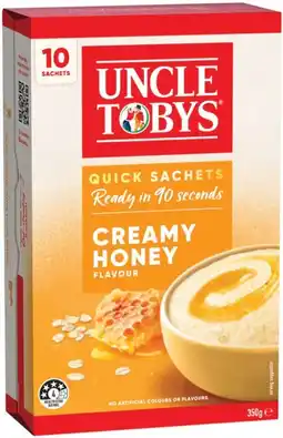 IGA Uncle Tobys Oats Quick Sachets 8‑10 Pack Selected Varieties offer