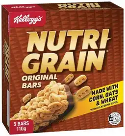 IGA Kellogg’s Nutri‑Grain or LCM’s Bars 5 Pack Selected Varieties offer