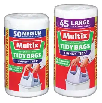 IGA Multix Handy Ties Tidy Bags Medium 50 Pack or Large 45 Pack offer